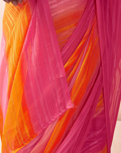 Ready to Wear Turmeric & Red Georgette Printed Saree