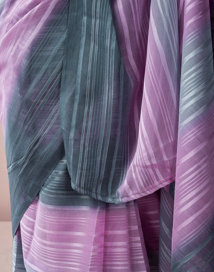 Ready to Wear Grey& purpal Georgette Printed Saree