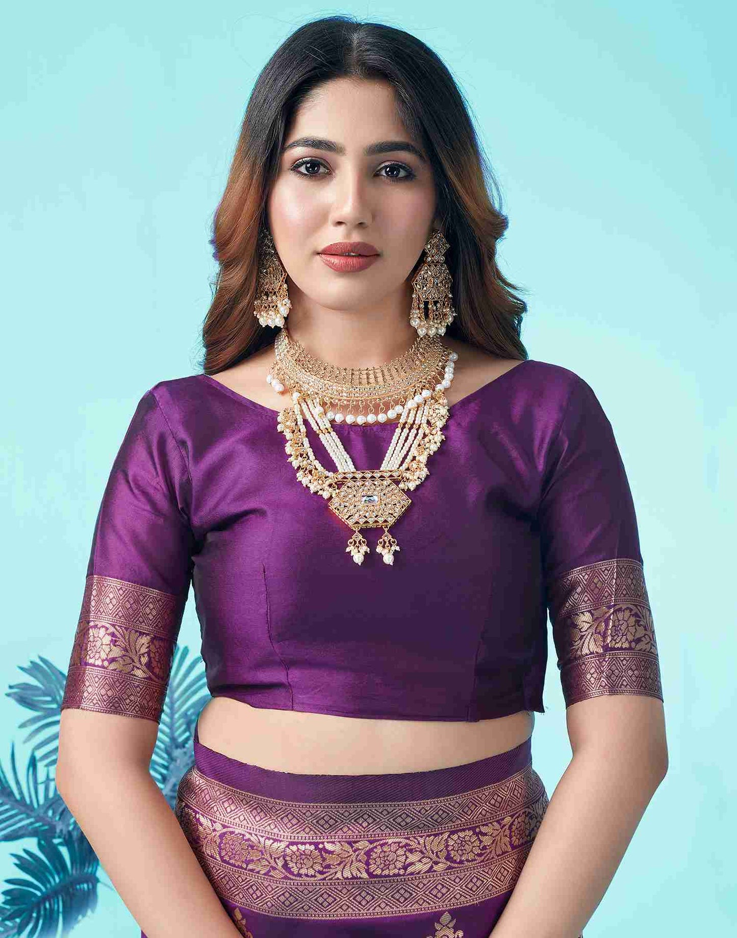 Dark Purple Jacquard Silk Saree