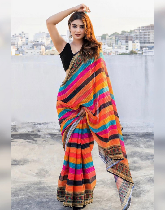 Multicoloured Sequence Saree | Sudathi