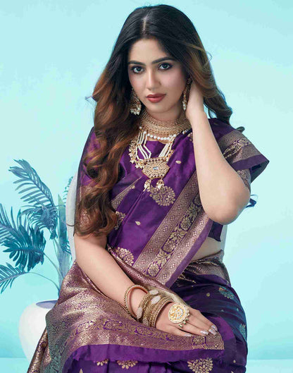Dark Purple Jacquard Silk Saree