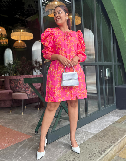 Pink Puff sleeve dress | Leemboodi