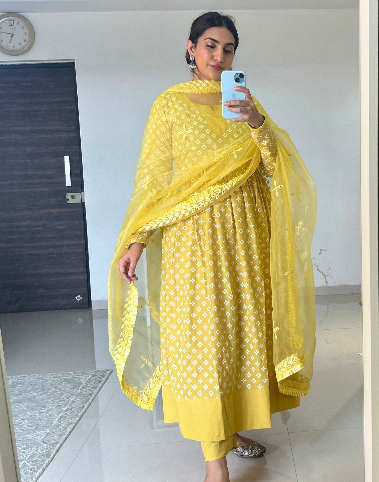 Yellow Anarkali Kurta with Pant And Dupatta | Leemboodi