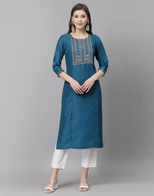 Teal Embroidered Kurti | Sudathi