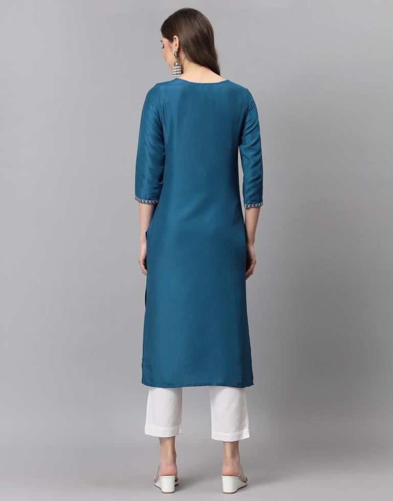 Teal Embroidered Kurti | Sudathi