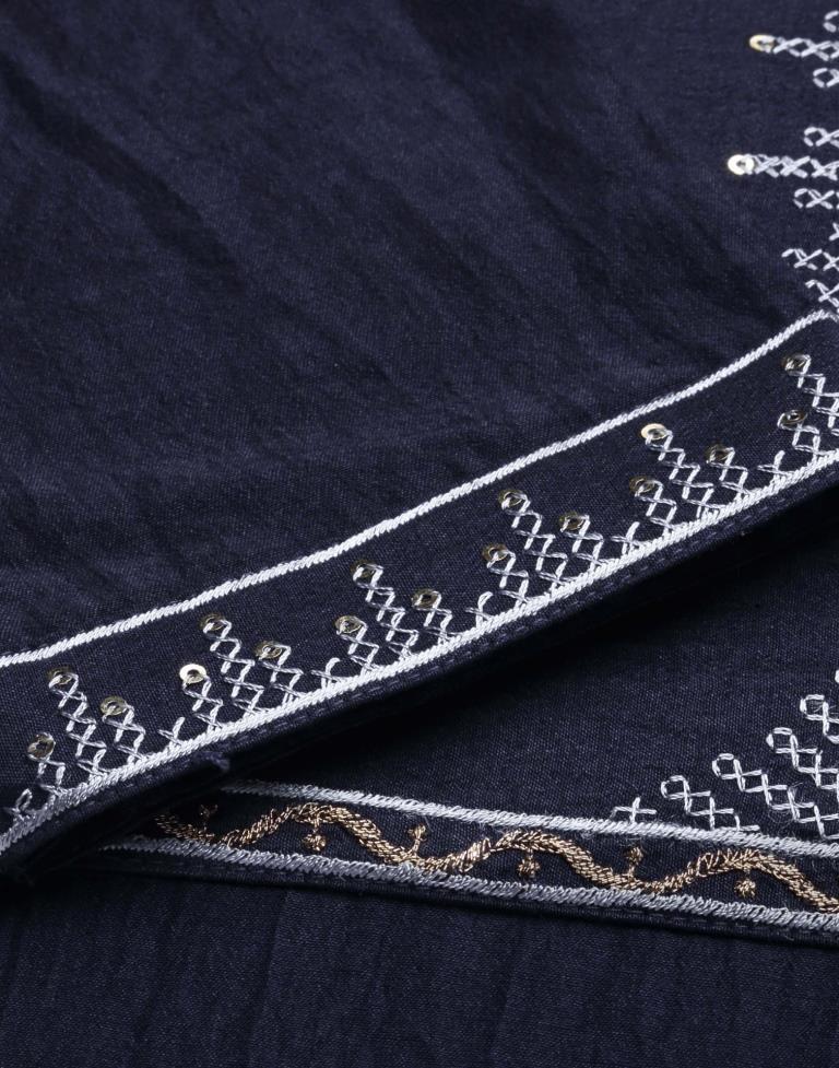 Navy Blue Embroidered Kurti | Sudathi