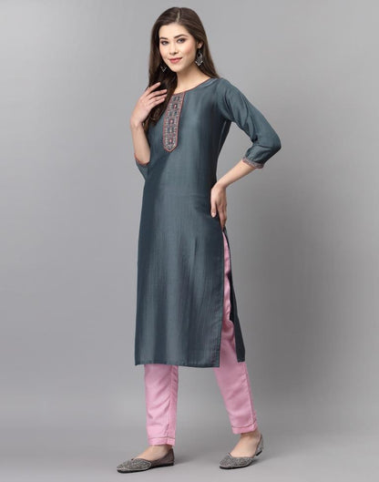 Grey Embroidered Kurti | Sudathi