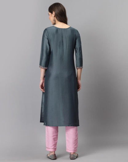 Grey Embroidered Kurti | Sudathi