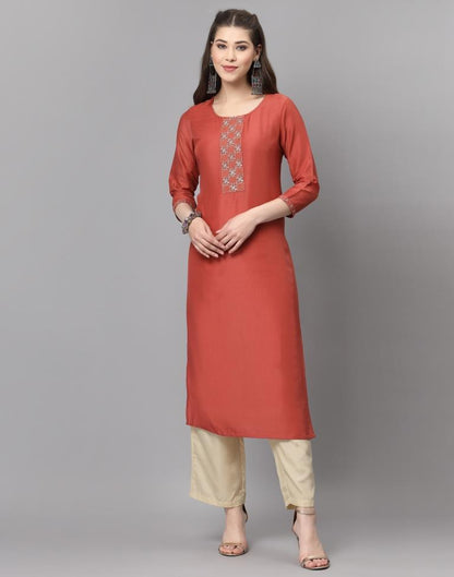 Rust Embroidered Kurti | Sudathi