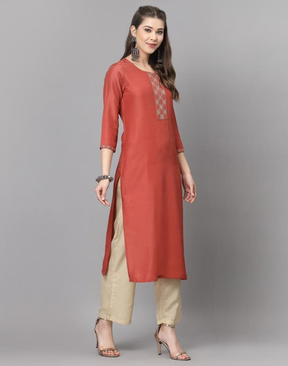 Rust Embroidered Kurti | Sudathi