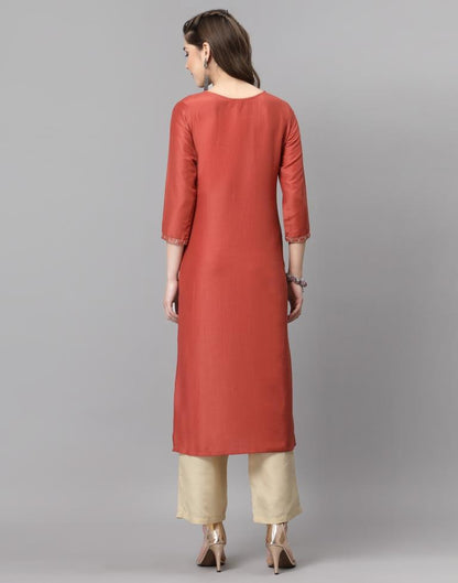 Rust Embroidered Kurti | Sudathi