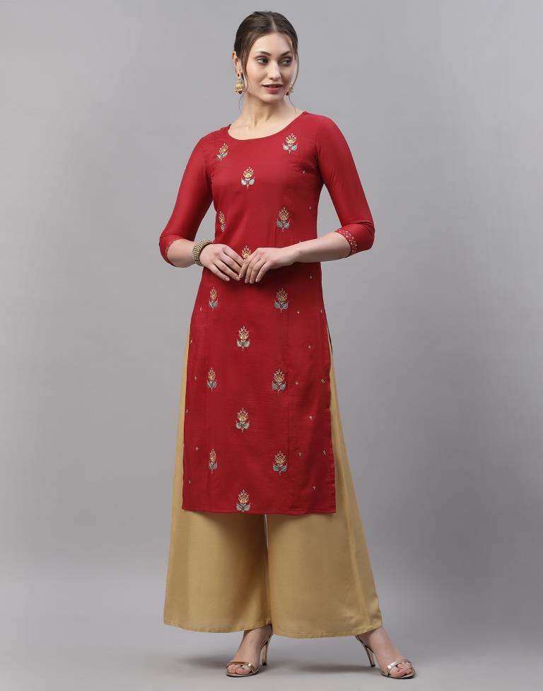 Red Embroidered Kurti | Sudathi