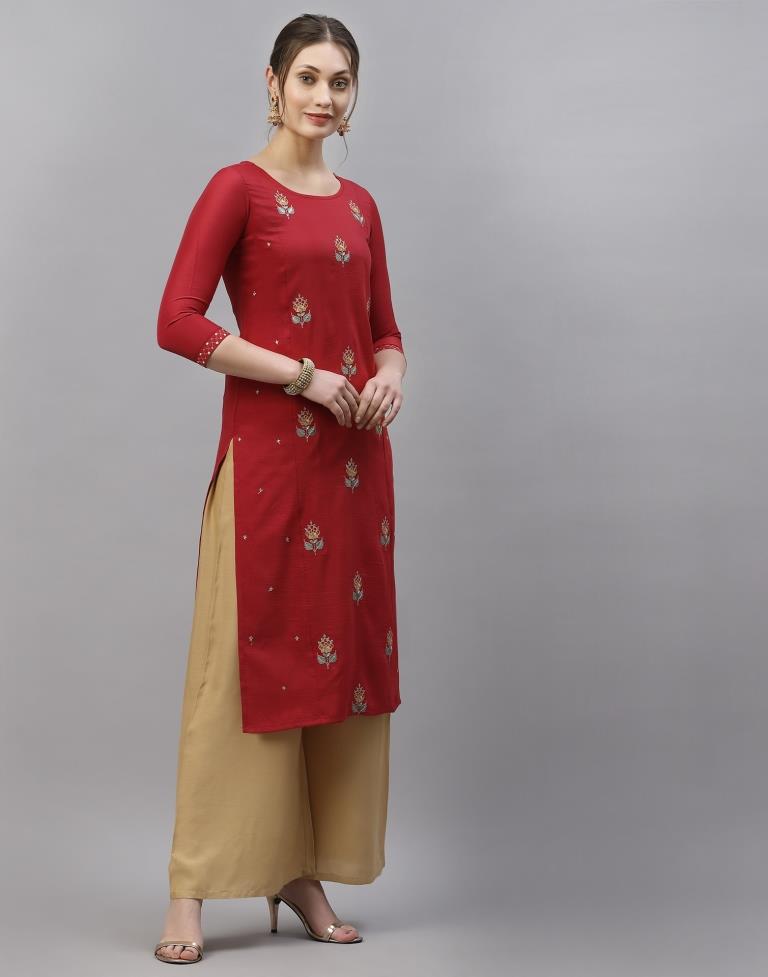 Red Embroidered Kurti | Sudathi