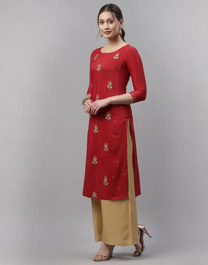 Red Embroidered Kurti | Sudathi