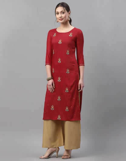 Red Embroidered Kurti | Sudathi