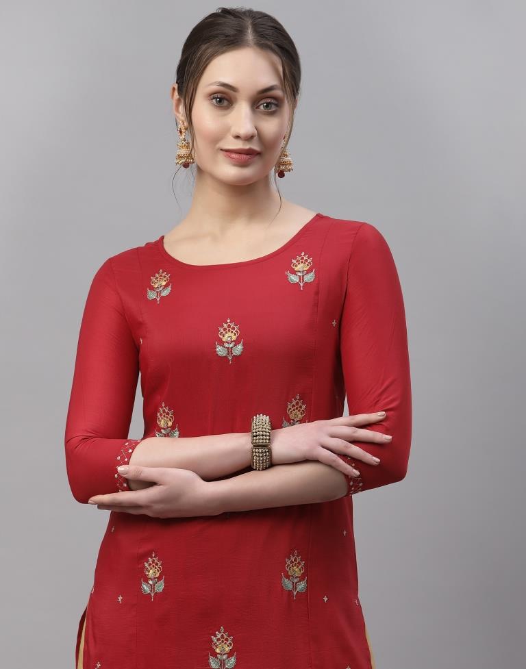 Red Embroidered Kurti | Sudathi