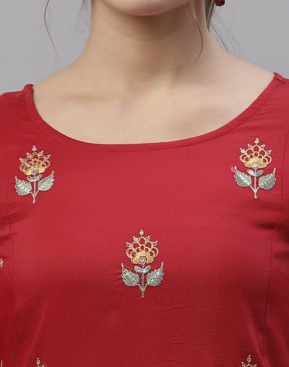 Red Embroidered Kurti | Sudathi