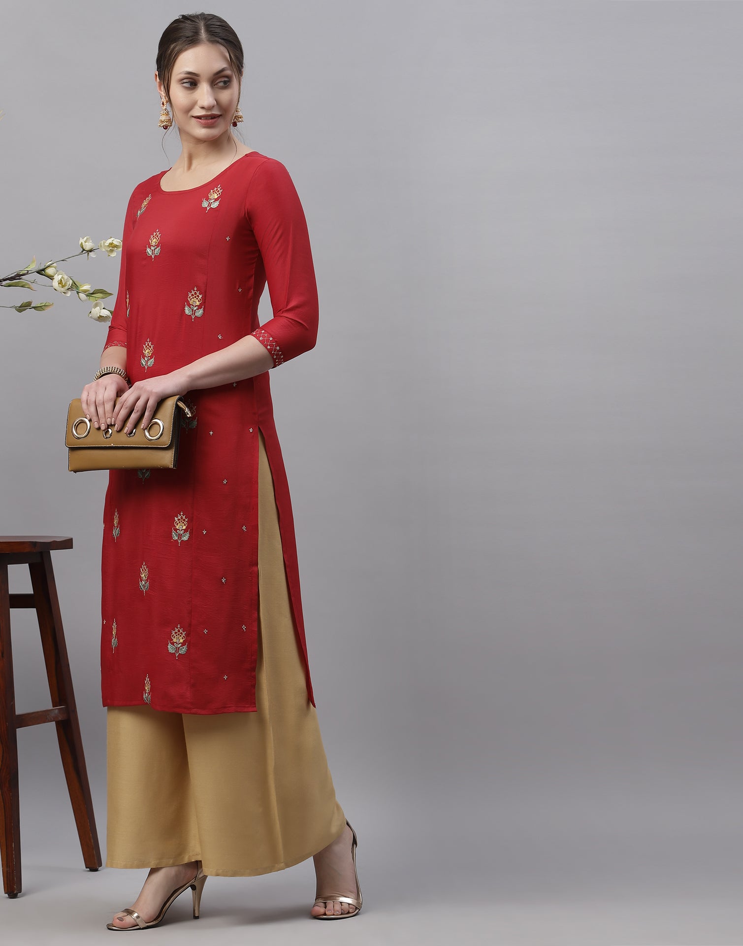 Red Embroidered Kurti | Sudathi