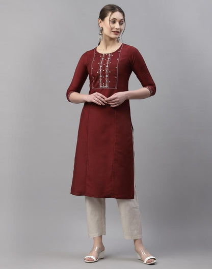 Maroon Embroidered Kurti | Sudathi