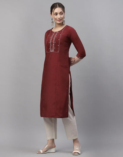 Maroon Embroidered Kurti | Sudathi