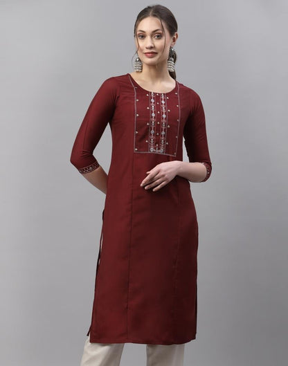 Maroon Embroidered Kurti | Sudathi