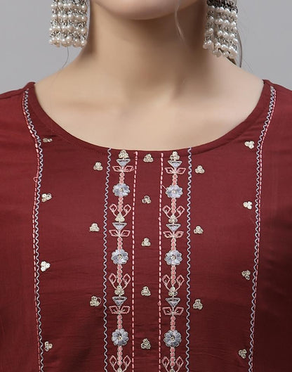 Maroon Embroidered Kurti | Sudathi