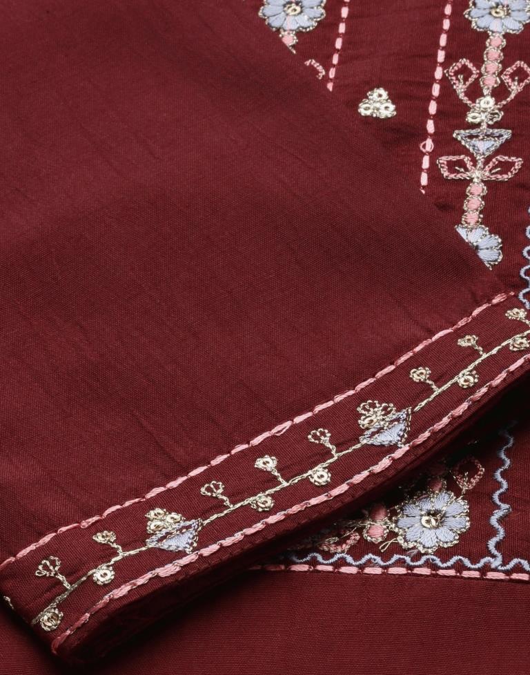 Maroon Embroidered Kurti | Sudathi