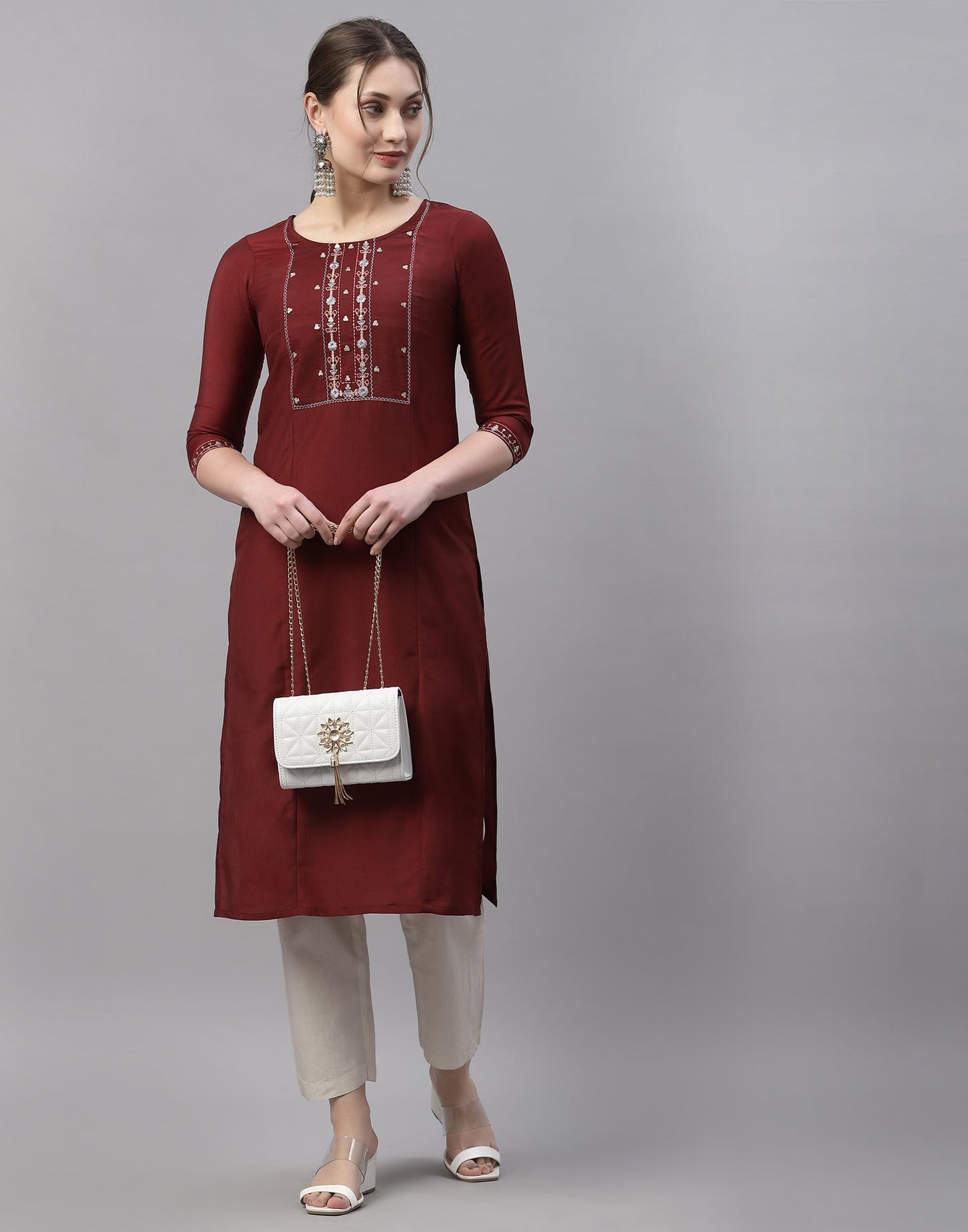 Maroon Embroidered Kurti | Sudathi