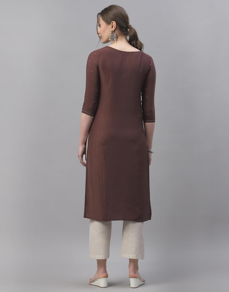 Brown Embroidered Kurti | Sudathi