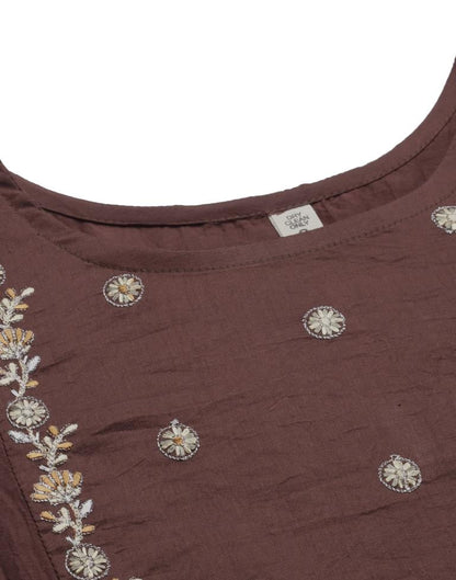 Brown Embroidered Kurti | Sudathi