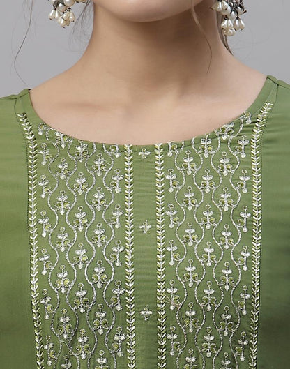 Pista Green Embroidered Kurti | Sudathi