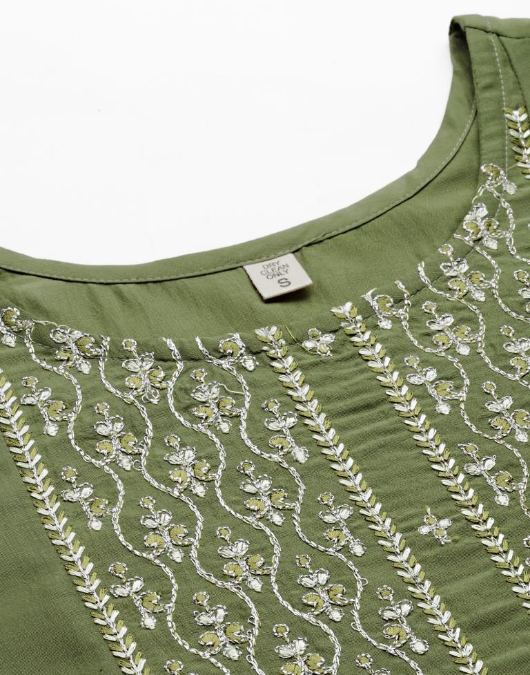 Pista Green Embroidered Kurti | Sudathi