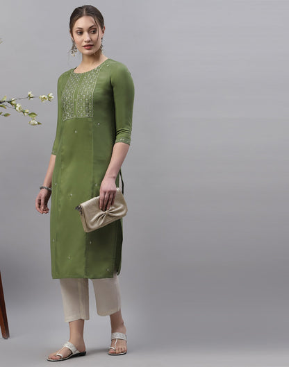 Pista Green Embroidered Kurti | Sudathi