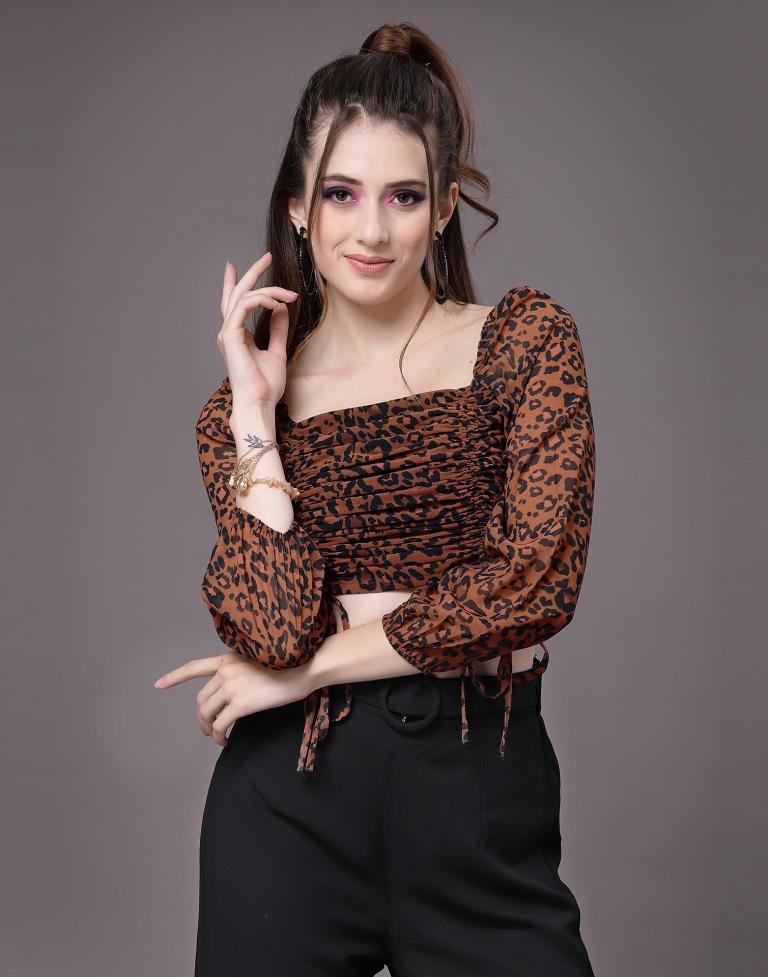 Brown Ruched Top | Leemboodi