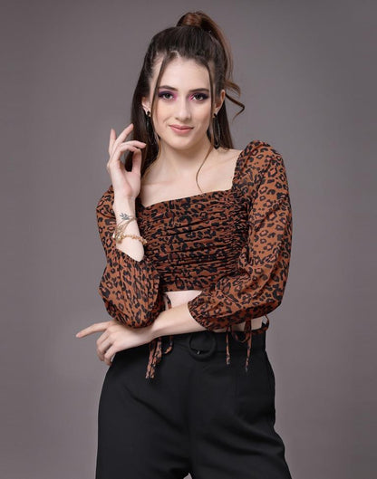 Brown Ruched Top | Leemboodi