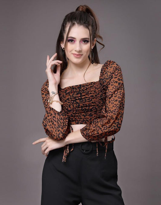 Brown Ruched Top | Leemboodi