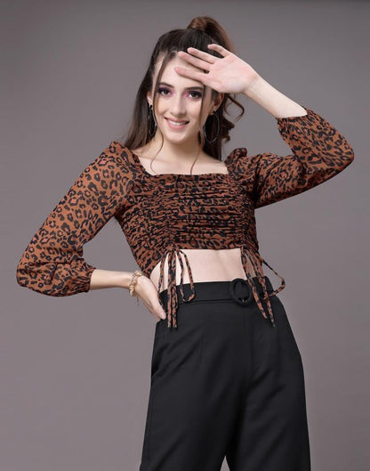 Brown Ruched Top | Leemboodi