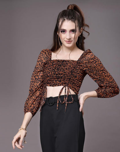 Brown Ruched Top | Leemboodi