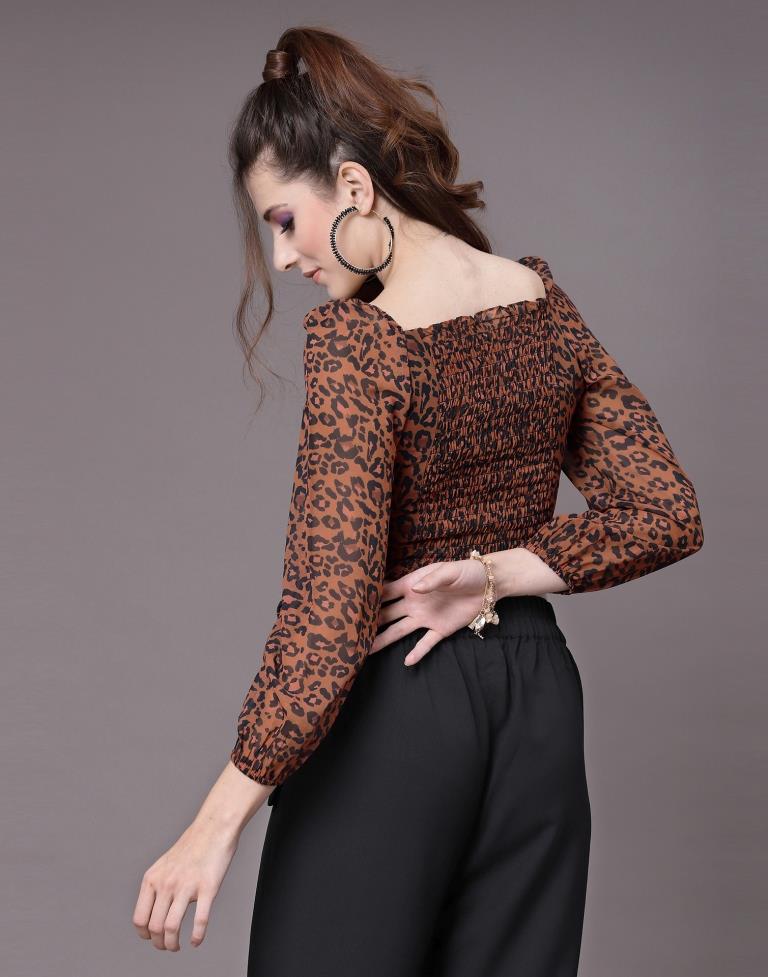 Brown Ruched Top | Leemboodi