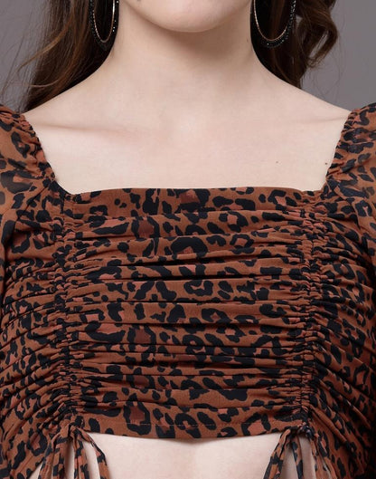 Brown Ruched Top | Leemboodi