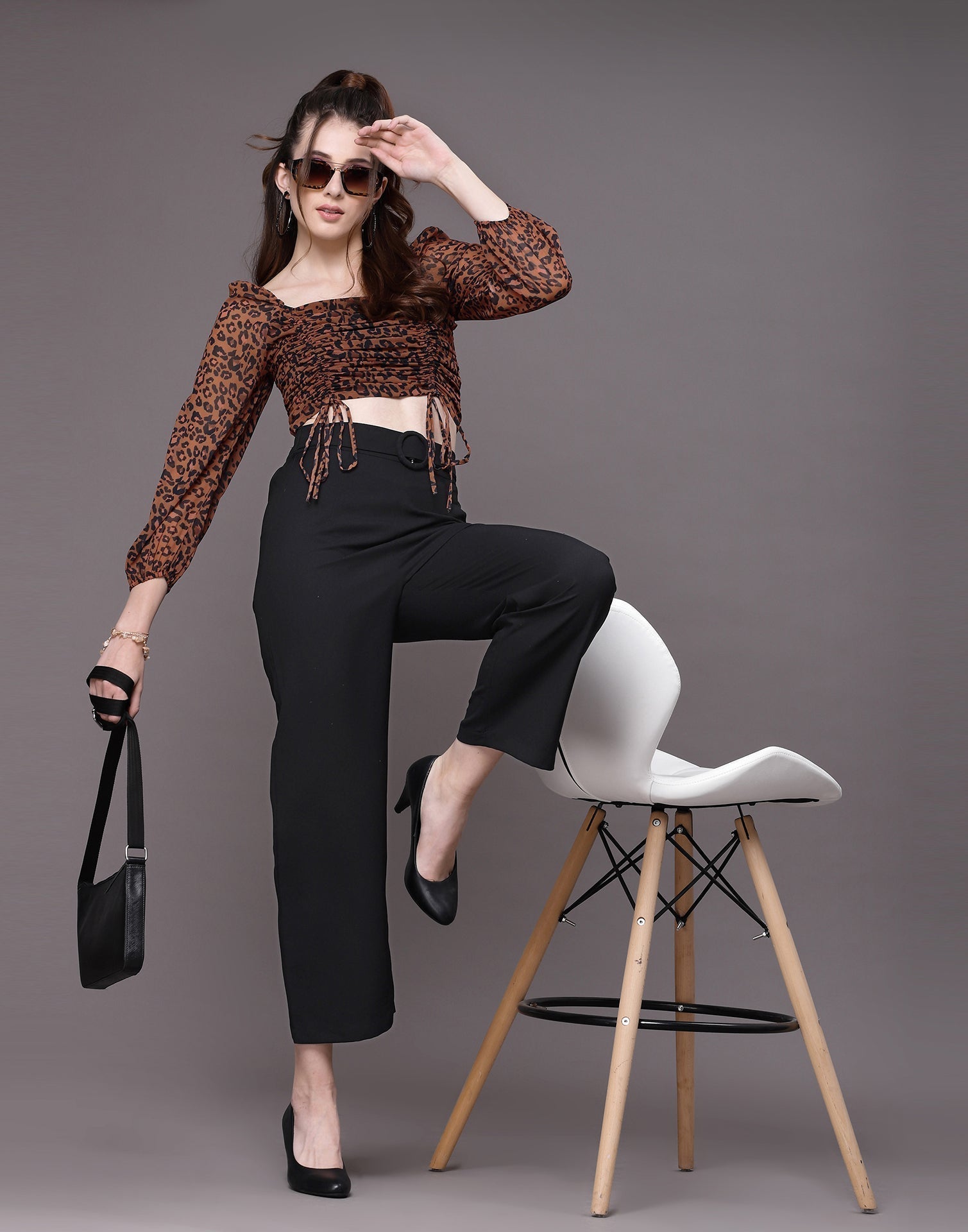 Brown Ruched Top | Leemboodi