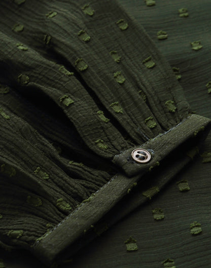 Dark Green Self Design Mock Top | Leemboodi