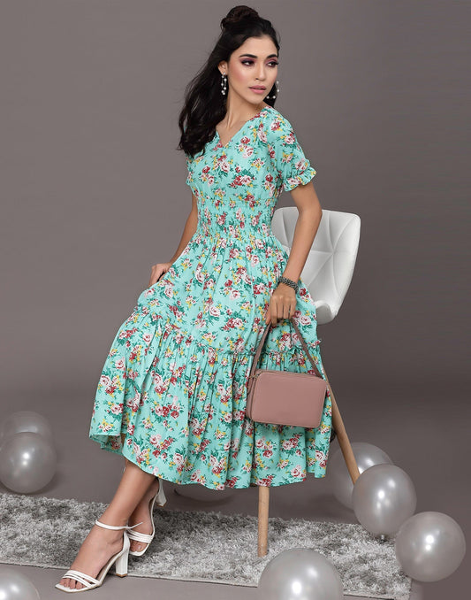 Blue Smocked Dress | Sudathi
