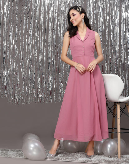 Pink Georgette A-line Dress | Leemboodi