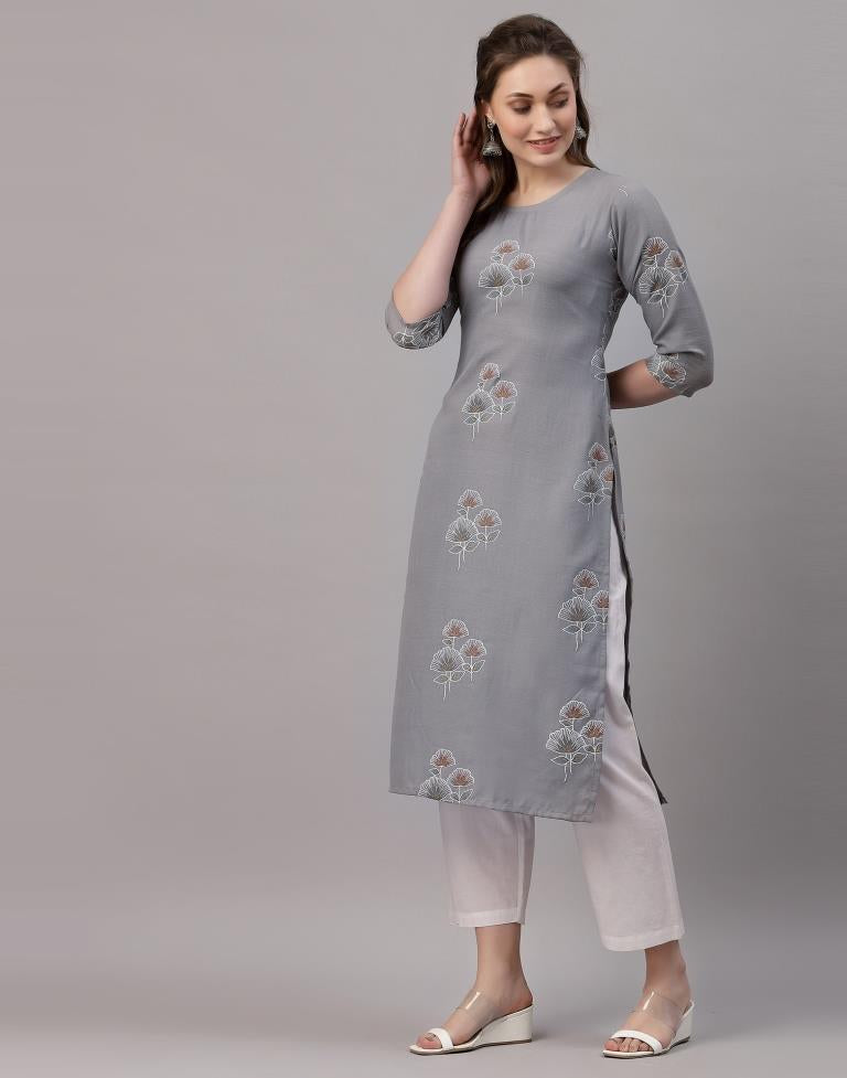 Grey Printed Kurti | Sudathi