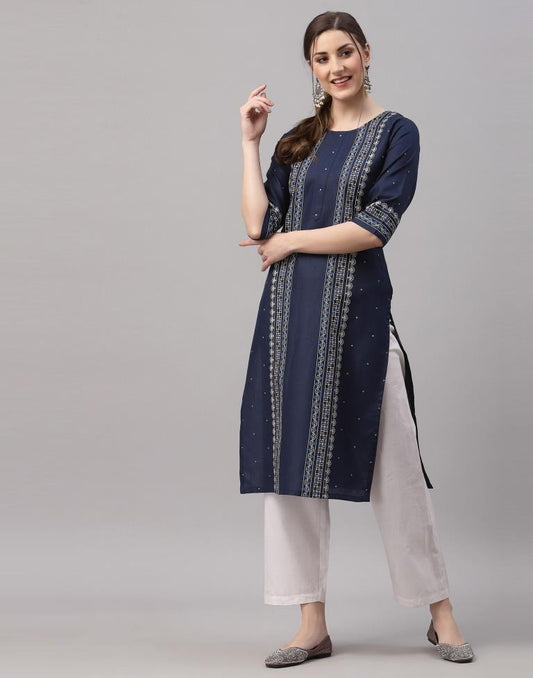 Navy Blue Printed Kurti | Sudathi