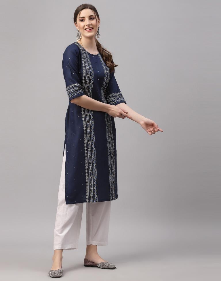 Navy Blue Printed Kurti | Sudathi