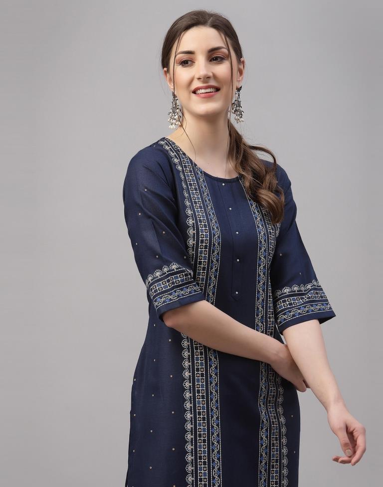 Navy Blue Printed Kurti | Sudathi