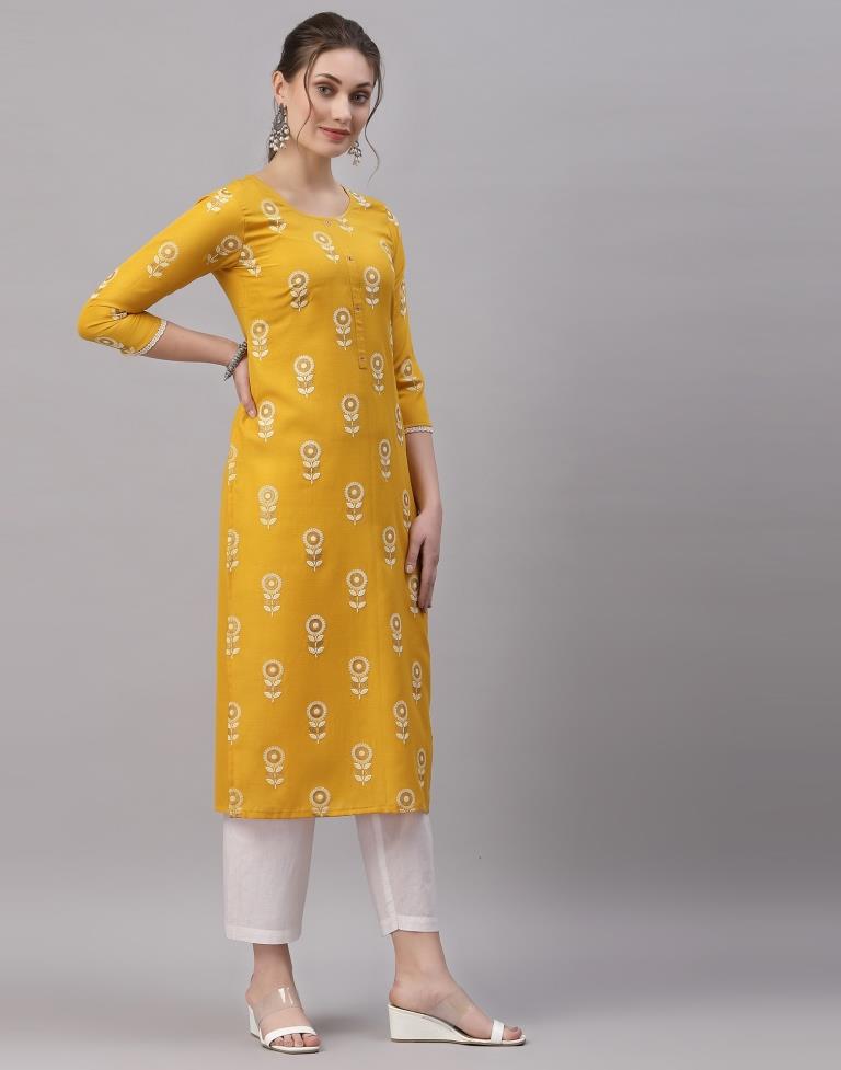 Yellow Printed Kurti | Sudathi