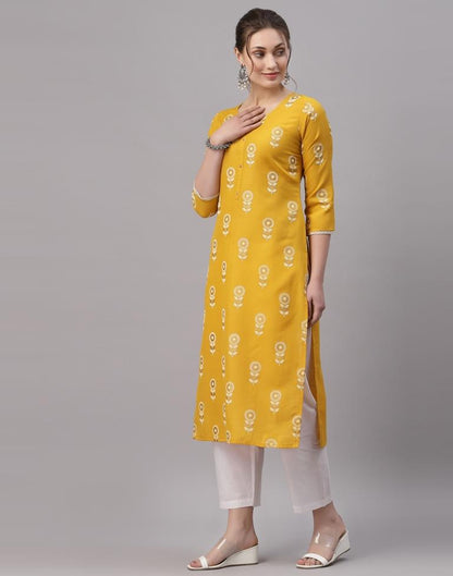 Yellow Printed Kurti | Sudathi